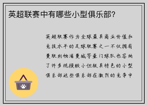 英超联赛中有哪些小型俱乐部？